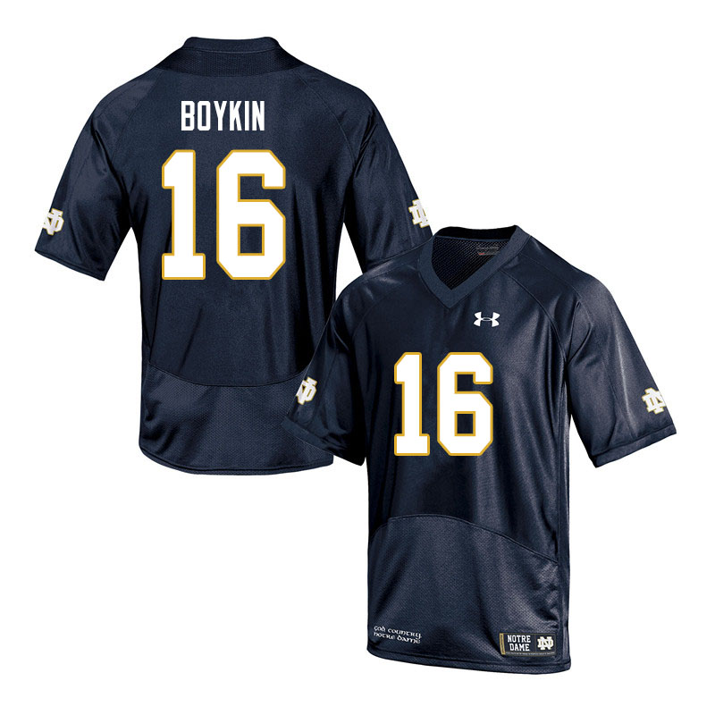 Men's NCAA Notre Dame Fighting Irish #16 Noah Boykin Stitched College Under Armour Authentic Navy Football Jersey CT10R05GZ